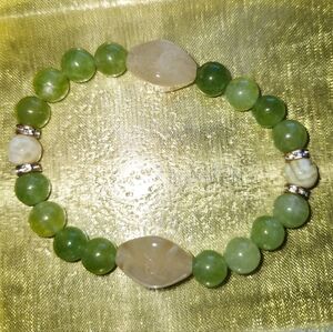 7up Bracelet with Lime Colored Jade Beads and Lemon Yellow Beads.